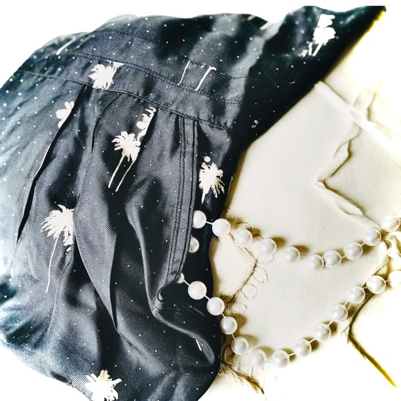 RAG & BONE2 / SDune Palm Print Silk Strapless Black White Shorts Romper